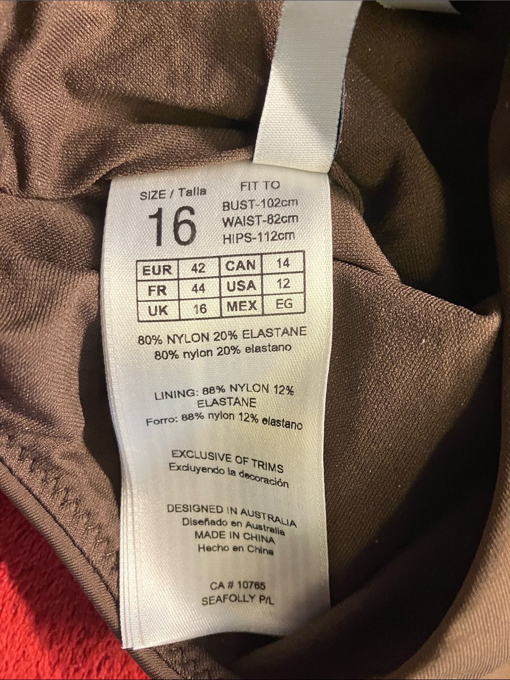 Seafolly Collective Halter Bandeau One Piece, US 12,Dark Chocolate - Picture 3 of 11